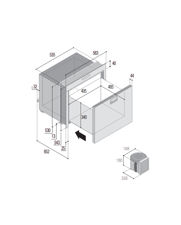 Vitrifrigo Réfrigérateur tiroir DW100 OCX2 RFX | 